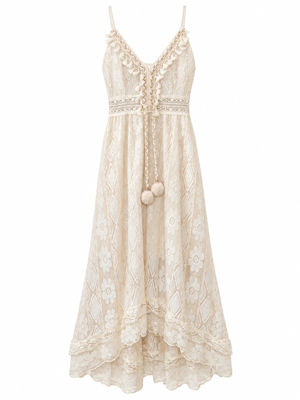 Cupshe Lace Crochet Boho Dress L Cottagecore Romantic Feminine Festival Coastal - Picture 2 of 10